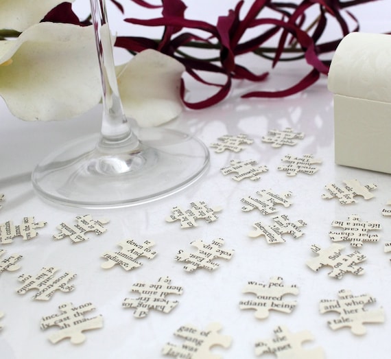 Story book Paper jigsaw wedding confetti- 200 vintage story book jigsaw puzzle confetti pieces
